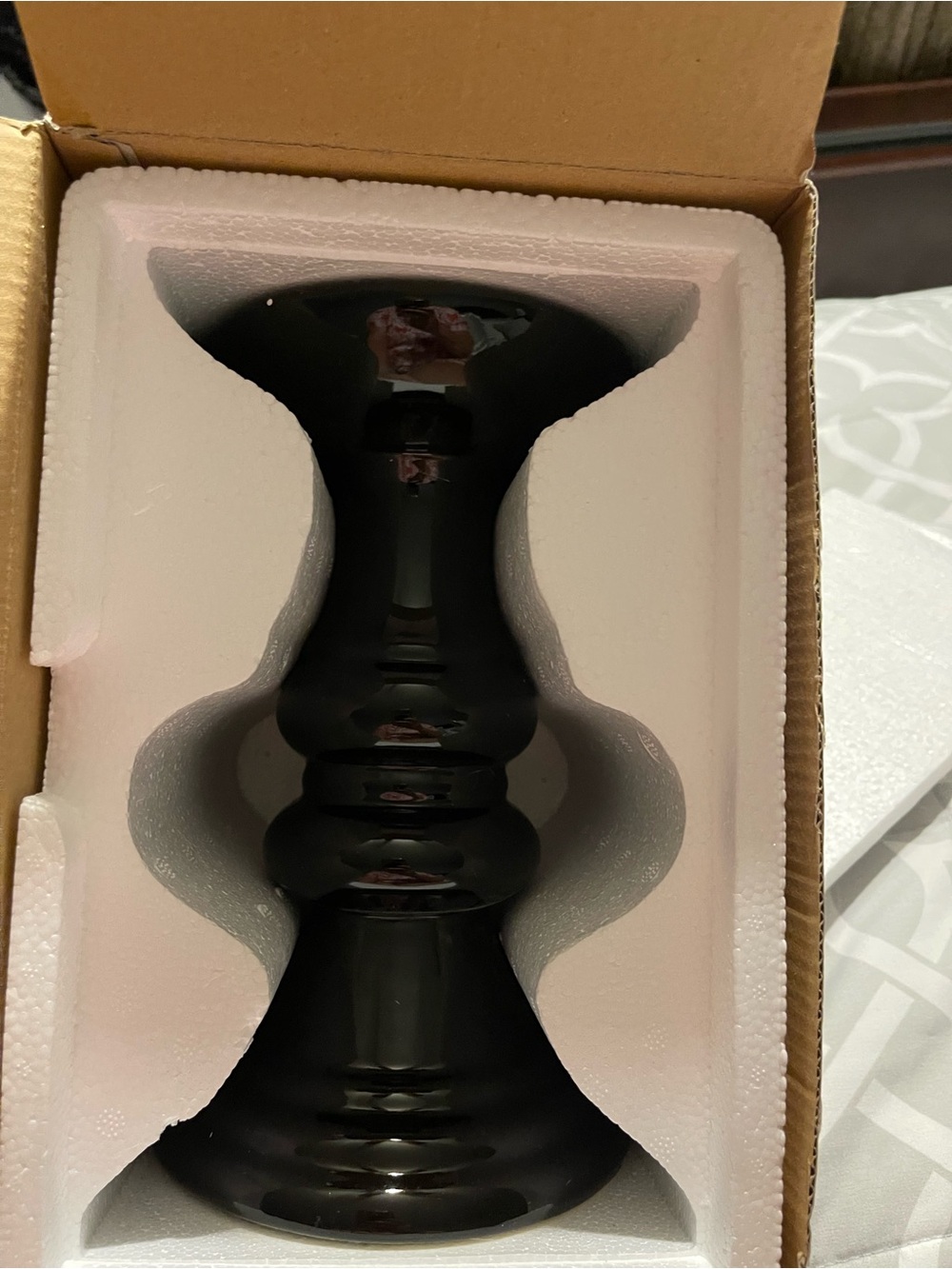 Gold Canyon Black Gloss Pedestal Candle Holder